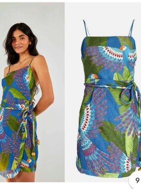 farm rio azalea mini dress FARM Rio | Dresses | Farm Rio Womens Small Azalea Forest Mini Dress  Tropical Wrap Boho Vacation